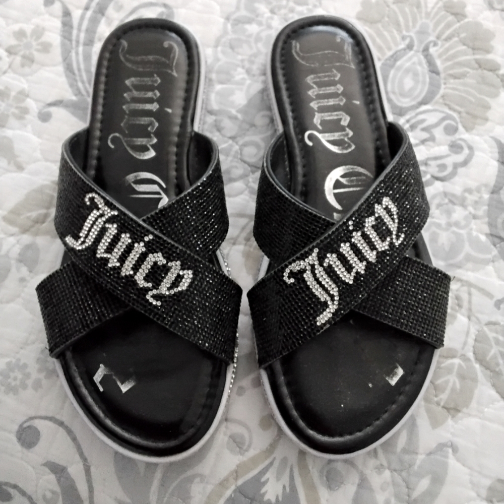 Juicy Couture Black Rhinestone Sandals